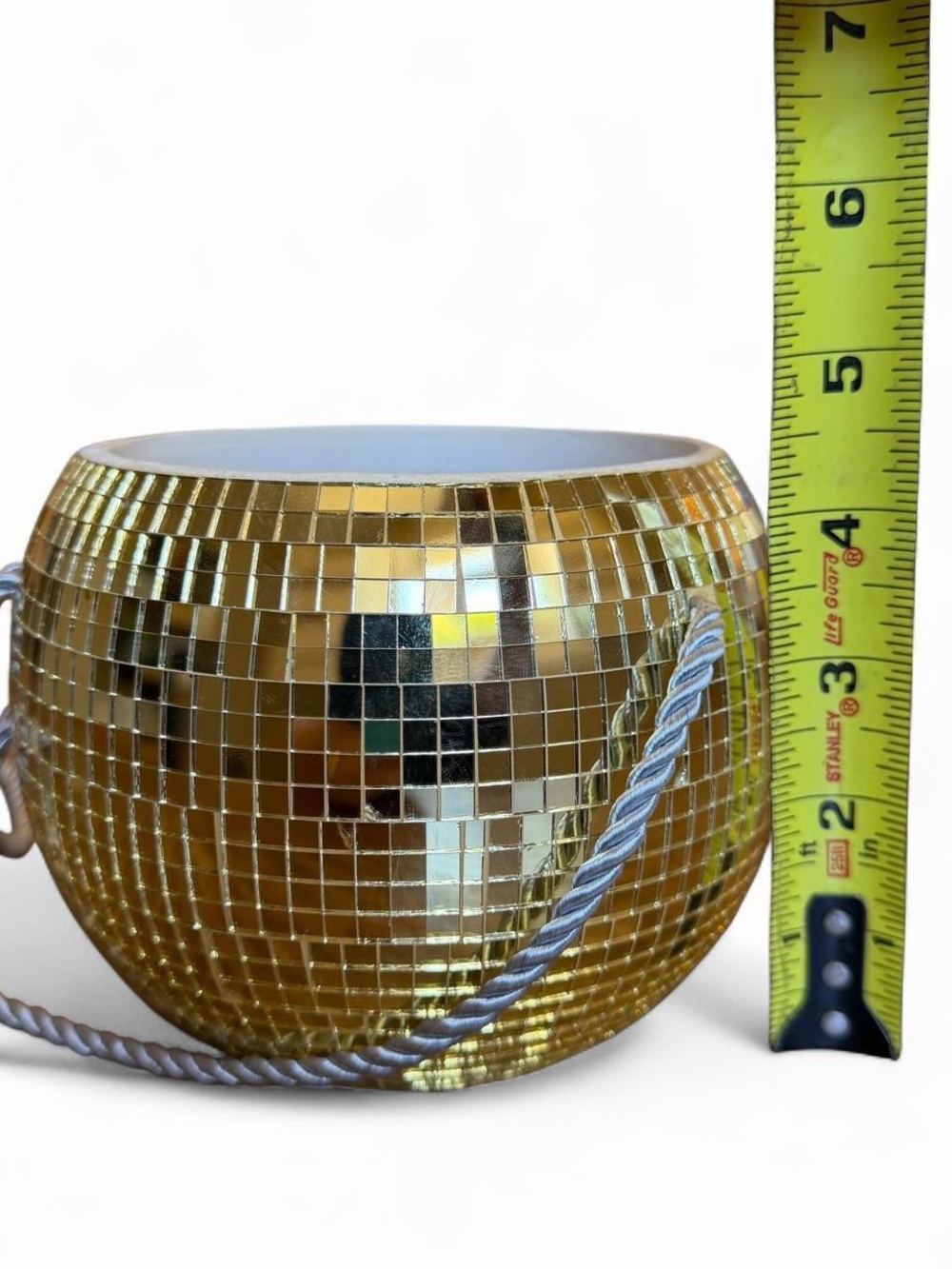 Gold Disco Hanging Mosaic Planter - Decorative Hanging Pot - Picture 3 of 4